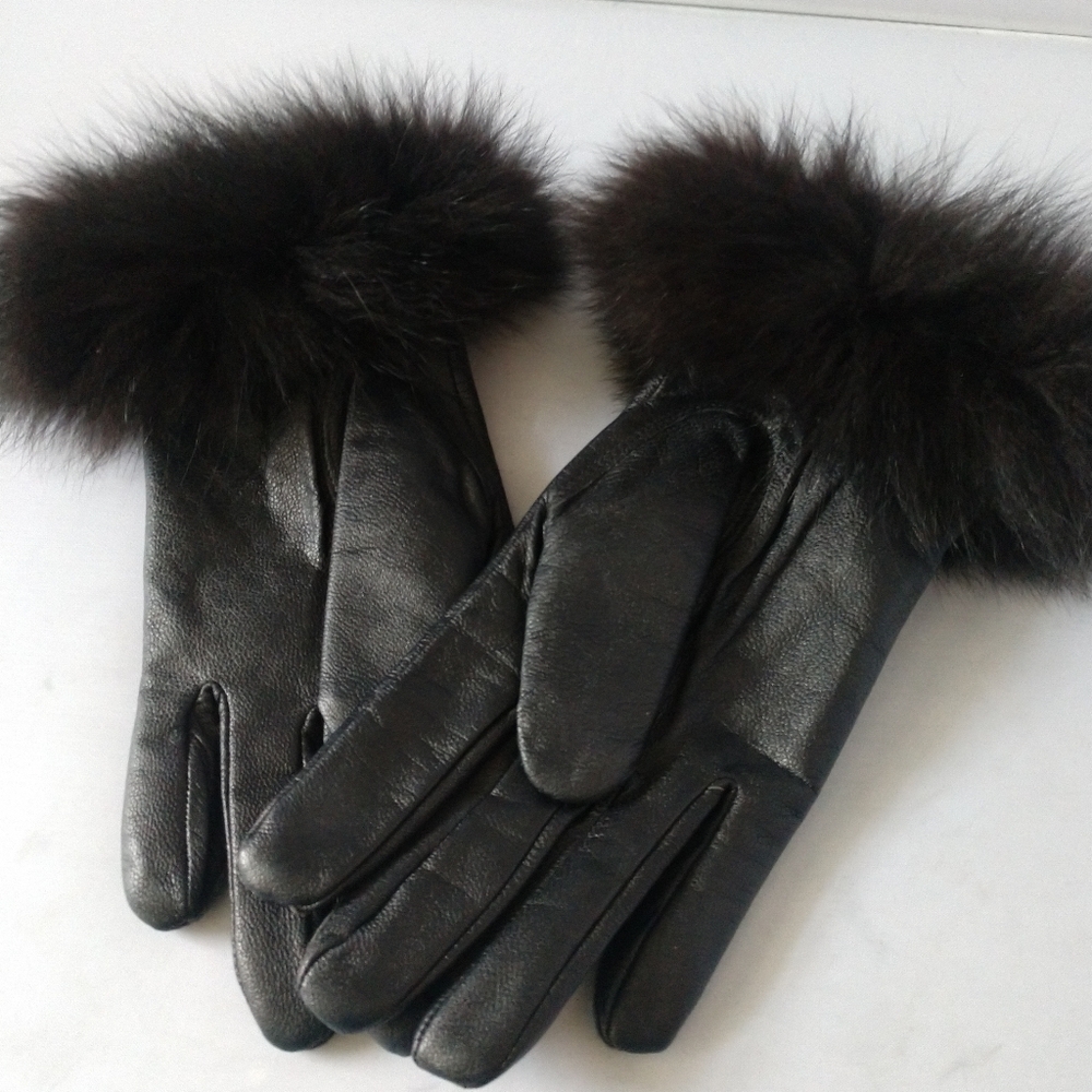 Leather Fox Fur Gloves